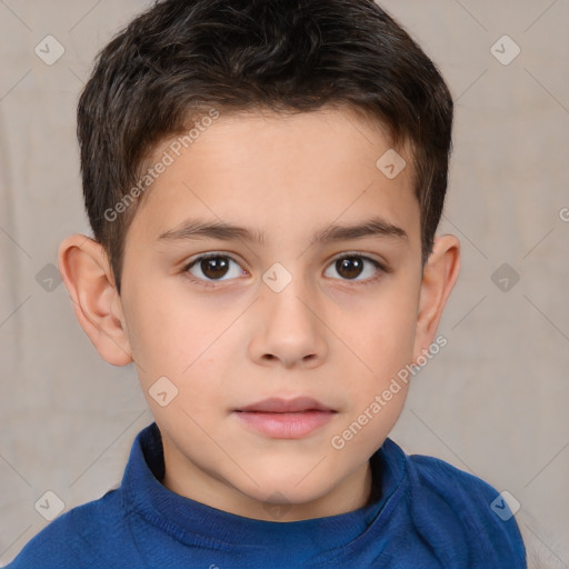 Neutral white child male with short  brown hair and brown eyes