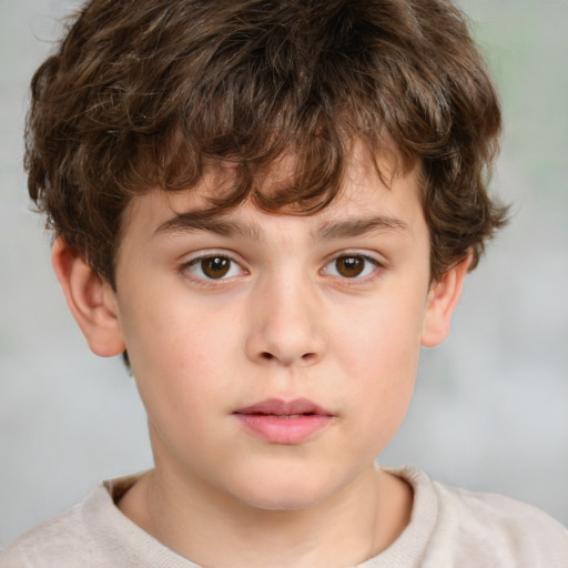 Neutral white child male with short  brown hair and brown eyes