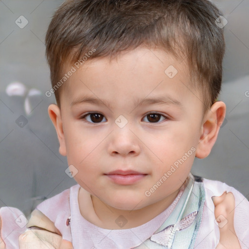 Neutral white child male with short  brown hair and brown eyes