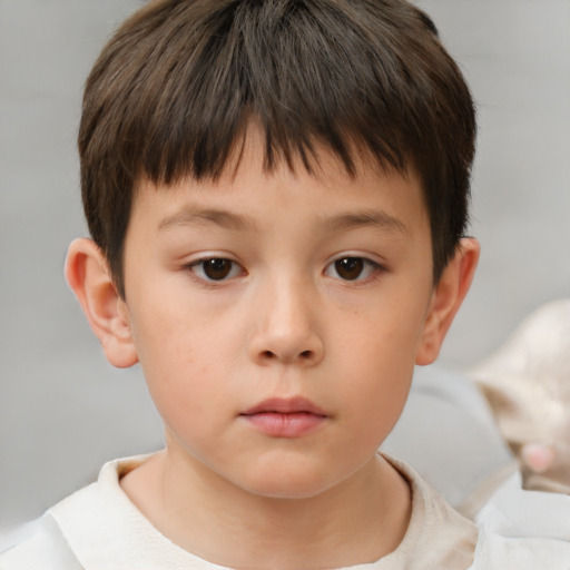 Neutral white child male with short  brown hair and brown eyes