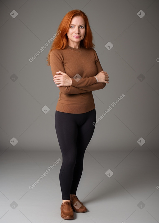 Peruvian 45 years female with  ginger hair