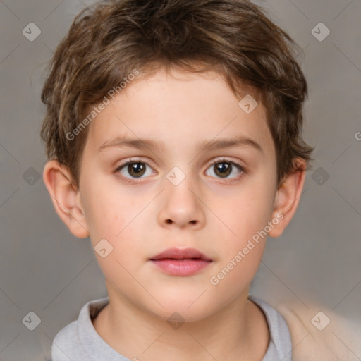 Neutral white child male with short  brown hair and brown eyes