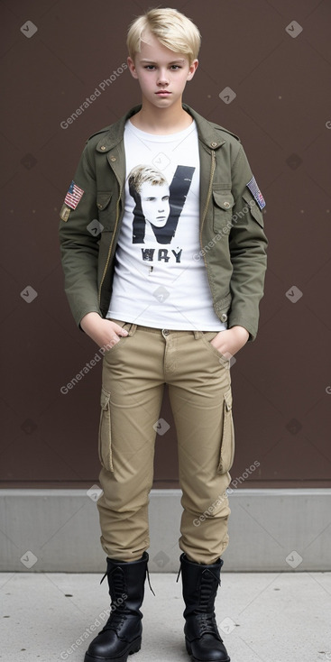 American teenager boy with  blonde hair