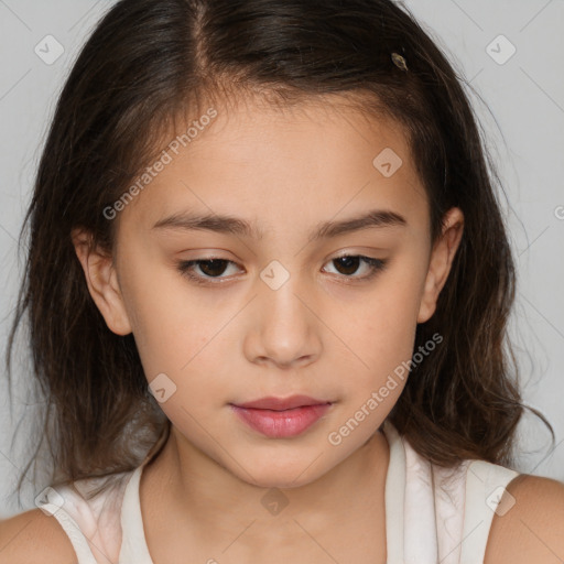 Neutral white child female with medium  brown hair and brown eyes