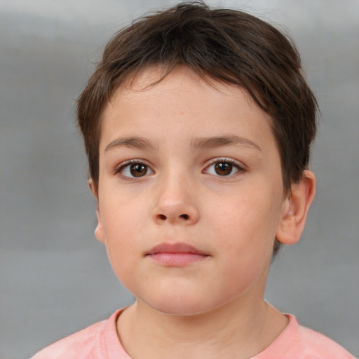 Neutral white child female with short  brown hair and brown eyes