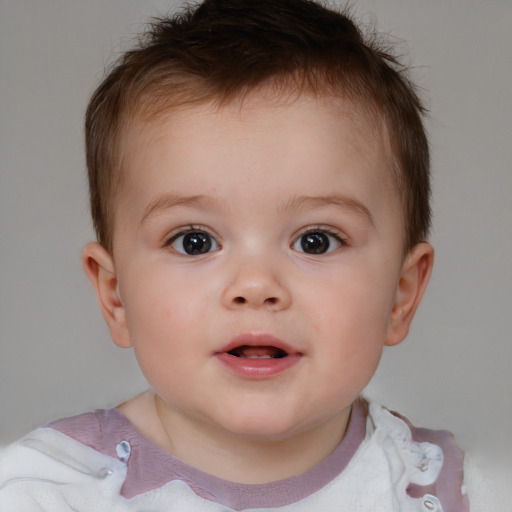 Neutral white child male with short  brown hair and brown eyes