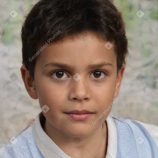 Neutral white child male with short  brown hair and brown eyes