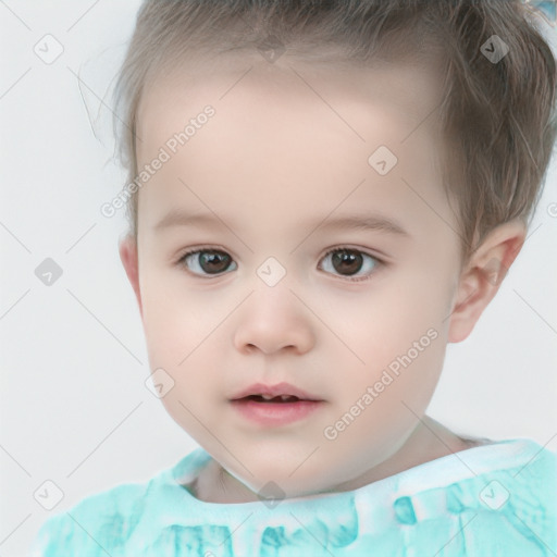 Neutral white child male with short  brown hair and brown eyes