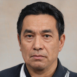 Neutral asian adult male with short  black hair and brown eyes