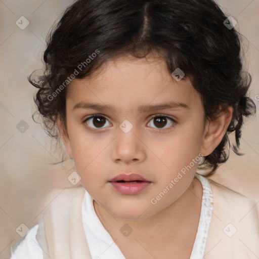 Neutral white child female with medium  brown hair and brown eyes