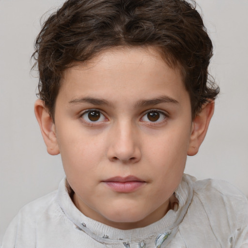 Neutral white child female with short  brown hair and brown eyes