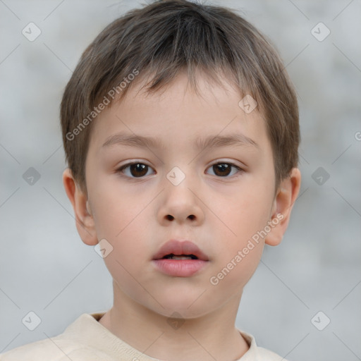 Neutral white child male with short  brown hair and brown eyes