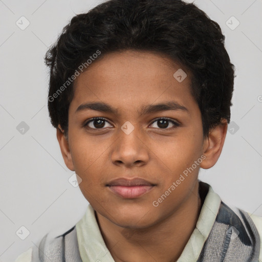 Neutral latino young-adult male with short  brown hair and brown eyes