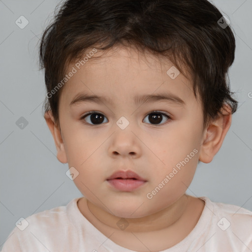 Neutral white child female with short  brown hair and brown eyes