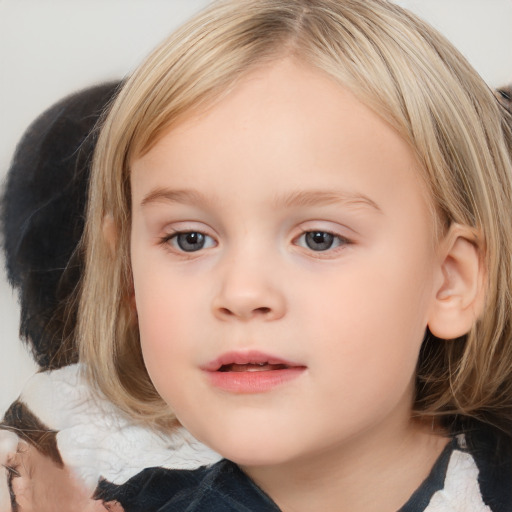 Neutral white child female with medium  brown hair and brown eyes