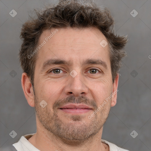 Neutral white adult male with short  brown hair and brown eyes