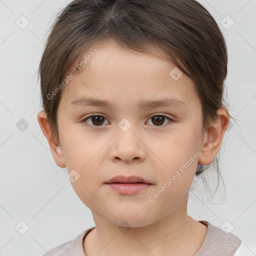 Neutral white child female with medium  brown hair and brown eyes