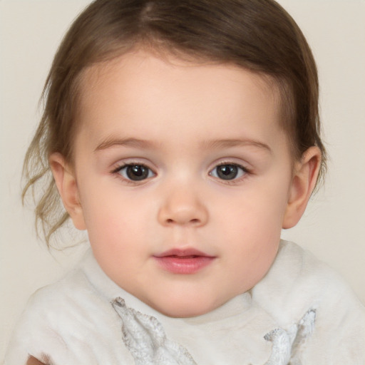 Neutral white child female with medium  brown hair and brown eyes