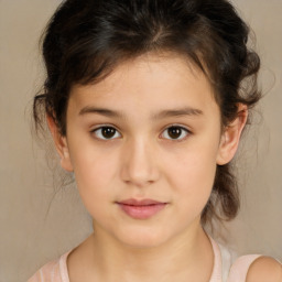 Neutral white child female with medium  brown hair and brown eyes