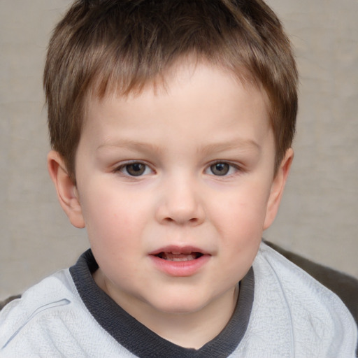 Neutral white child male with short  brown hair and brown eyes