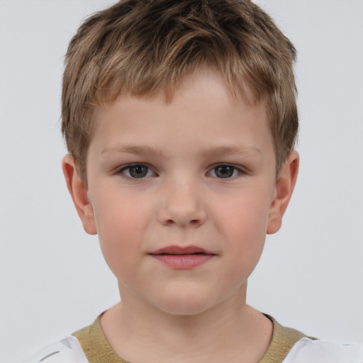 Neutral white child male with short  brown hair and brown eyes