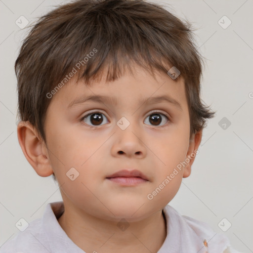 Neutral white child male with short  brown hair and brown eyes