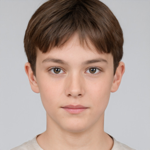 Neutral white child male with short  brown hair and brown eyes