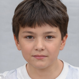 Neutral white child male with short  brown hair and brown eyes