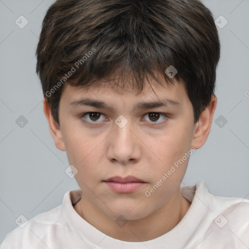 Neutral white child male with short  brown hair and brown eyes