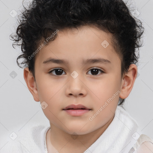 Neutral white child male with short  brown hair and brown eyes