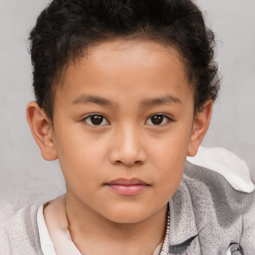 Neutral white child male with short  brown hair and brown eyes