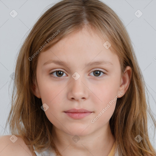 Neutral white child female with medium  brown hair and brown eyes