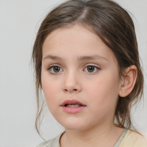 Neutral white child female with medium  brown hair and brown eyes