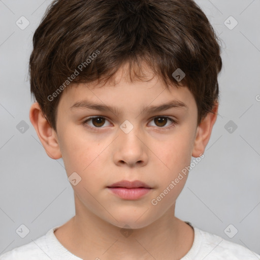 Neutral white child male with short  brown hair and brown eyes