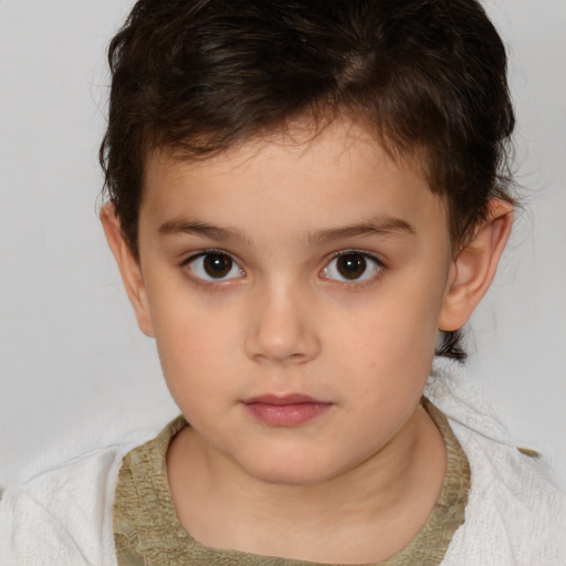 Neutral white child male with short  brown hair and brown eyes