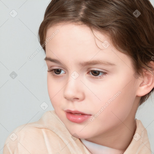 Neutral white child female with medium  brown hair and brown eyes