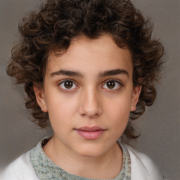 Neutral white child female with medium  brown hair and brown eyes