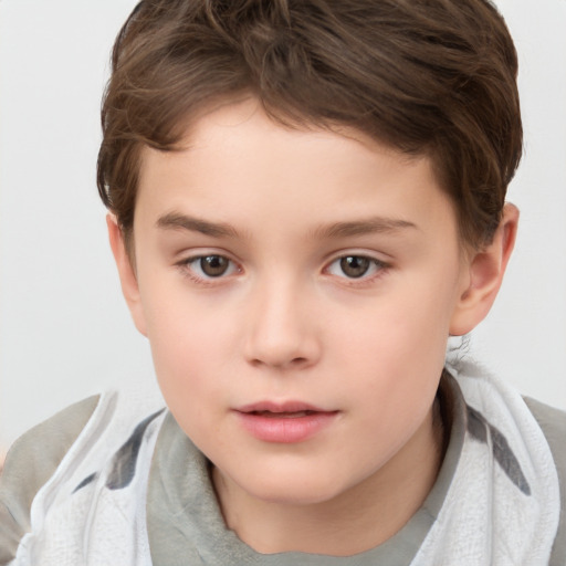 Neutral white child female with short  brown hair and brown eyes