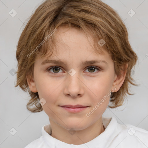 Neutral white child female with medium  brown hair and brown eyes