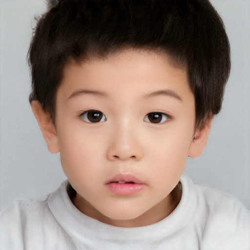 Neutral white child male with short  brown hair and brown eyes