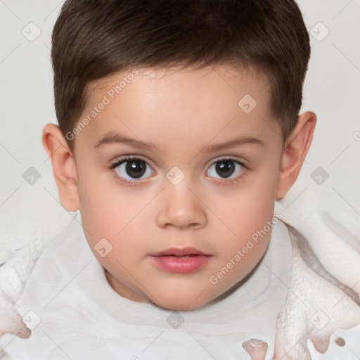 Neutral white child female with short  brown hair and brown eyes