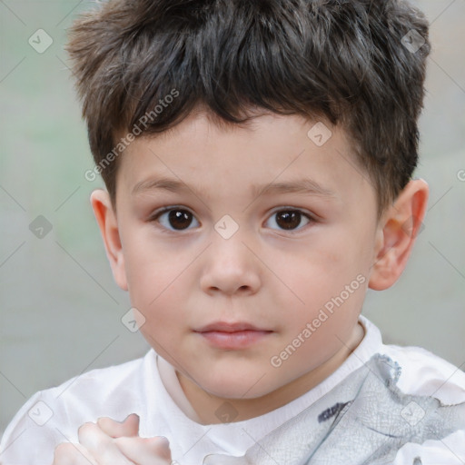 Neutral white child male with short  brown hair and brown eyes