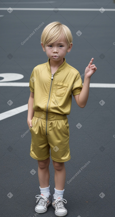 Taiwanese child boy with  blonde hair