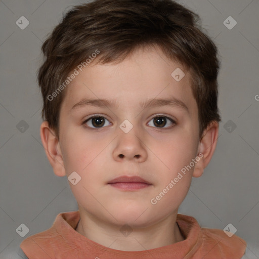 Neutral white child male with short  brown hair and brown eyes