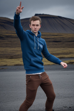 Icelandic young adult male with  brown hair