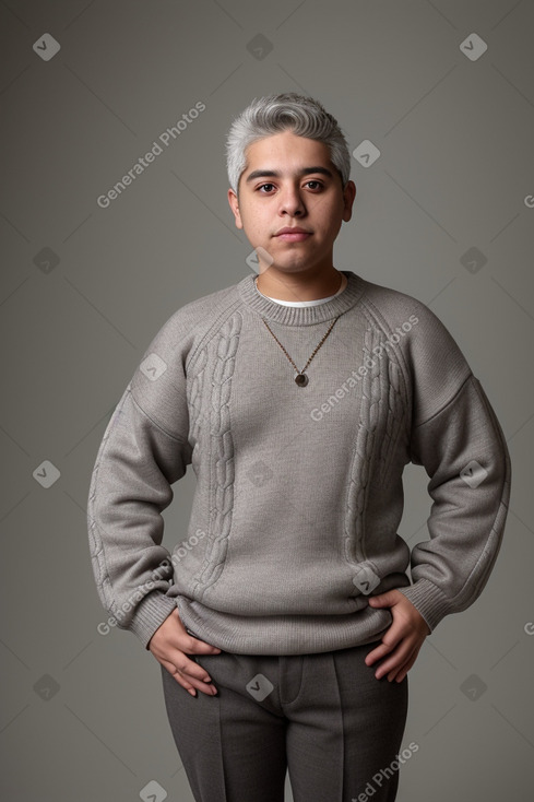 Mexican young adult non-binary with  gray hair