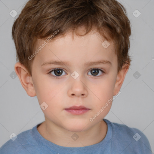 Neutral white child male with short  brown hair and brown eyes