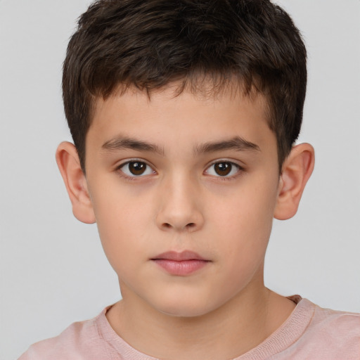 Neutral white child male with short  brown hair and brown eyes