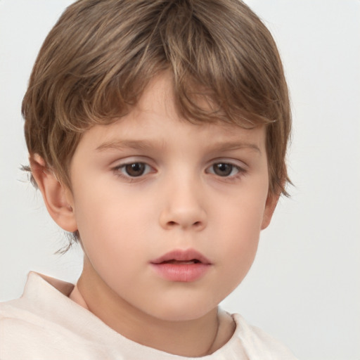 Neutral white child male with short  brown hair and brown eyes