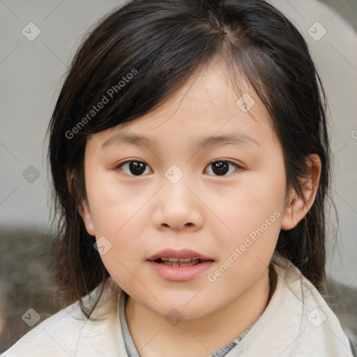 Neutral white child female with medium  brown hair and brown eyes